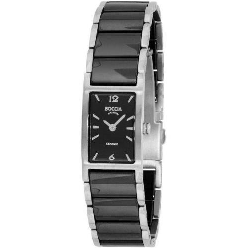 Boccia Uhr schwarz mit Keramik-Armband