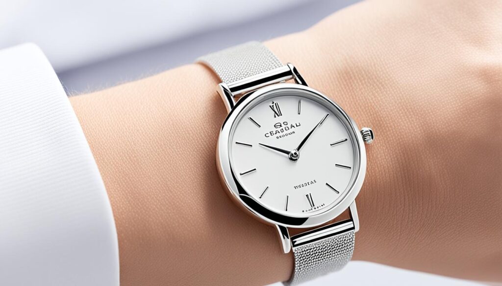Damen Armbanduhr mit weißem Zifferblatt Damen Armbanduhr mit weißem Zifferblatt