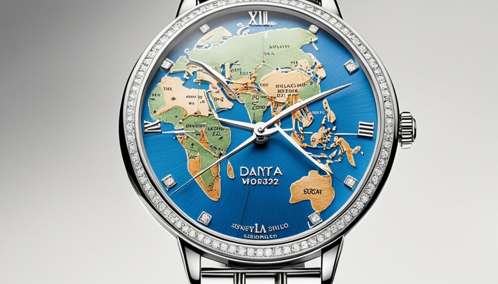 Luxus Damen Uhr mit Zeitzonenanzeige Luxus Damen Uhr mit Zeitzonenanzeige