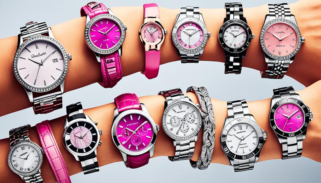 trendige Uhren für Frauen mit rosa Zifferblättern trendige Uhren für Frauen mit rosa Zifferblättern