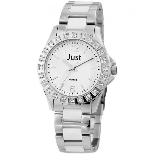 Uhr weiß mit glitzernden Kristallen von Just