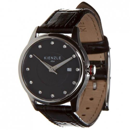 Uhr schwarz mit Ronda 585 Quarzwerk von Kienzle